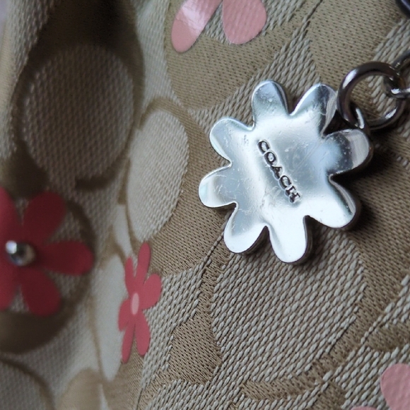 Coach Tan and Orange Cosmetic Bag with Floral Design - Picture 3 of 7